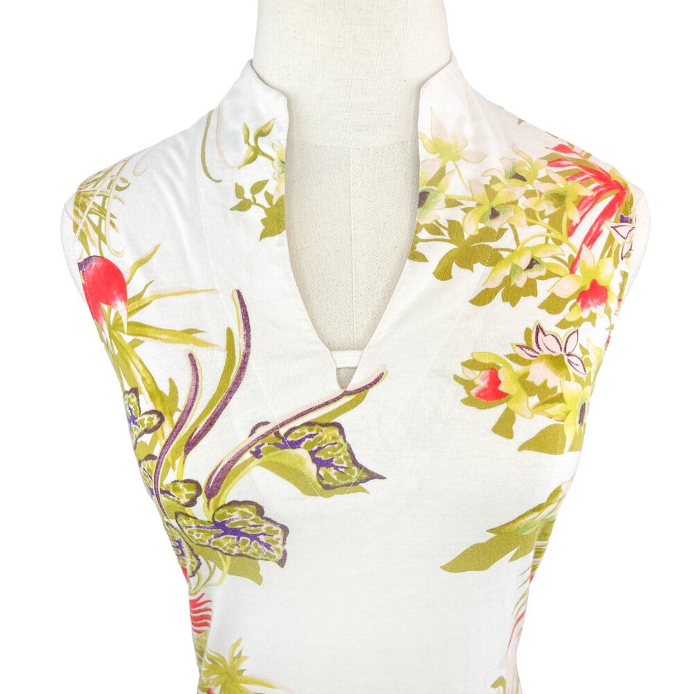 Kenzo Tropical Plant Print Sleeveless High Collar Tank - Picture 2 of 6